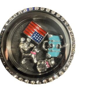 Vintage Origami Owl Floating Charm Locket Pendant American Flag Dog Cat Suitcase